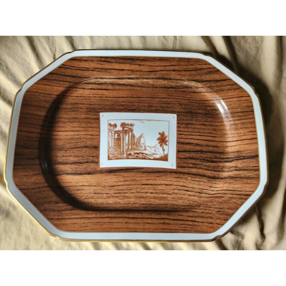 Mottahedeh Vista Alegre Niderviller Woodgrain Platter Neiman Marcus Underplate